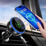 OBEST 15 W auto mobiiltelefoni hoidja koos laadimisfunktsiooniga, intelligentne juhtmevaba autolaadija koos jahutusanduriga, magnetiline mobiiltelefoni hoidja autosse, &uuml;hildub iOS 12/13/14/15 ja muude seadmetega