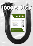 PACKIVO kaablisidemed, must, 400 mm x 4,8 mm, 1000 kaablisideme pakend, UV-kindel, pikk, mustad kaablisidemed 22 kg, t&otilde;mbetugevusega, saab kasutada sise- ja v&auml;litingimustes, majapidamises, kontoris.