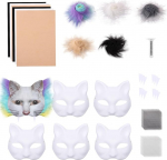 Guniata 6 kassimaskide komplekt v&auml;rvimiseks, Therian mask DIY komplekt koos kunstkarvade ja silmav&otilde;rguga, maskide k&auml;sit&ouml;&ouml;komplekt, Halloweeni maskeerimiseks, maskeerimiseks, maskeerimiseks, Cosplay'ks