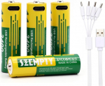 SZEMPTY 3400 mWh AA laetavad akud, 4 pakki, 2250 mAh 1,5 V USB-C liitium AA aku laetav, 4-in-1 C-t&uuml;&uuml;pi laadimiskaabliga, &uuml;le 1200 ts&uuml;kli.