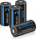CITYORK 4 Pack 5000mAh laetavad C-akud NiMH suure v&otilde;imsusega patareid koos hoiukarbiga LED-tuledele, laste m&auml;nguasjadele ja muule