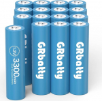 GRbatty AA laetav aku NI-MH, 3300 mAh vastupidav, 1,2 V 1200 ts&uuml;klit laetav AA aku - 16 kaupa kodu- ja &auml;riseadmete jaoks.