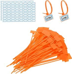 PATIKIL 6-tollised kaablisidemed, 100 kaablisideme etikettide pakett Nailonist traatm&auml;rgistusetikettide enesem&auml;rgistus plastikpaelad, mis on kirjutatav koos siltide paberiga organisatsioonikaabli jaoks, oranžikas