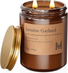 M&SENSE L&otilde;hnak&uuml;&uuml;nal klaasist suur, jasmiinip&auml;rja l&otilde;hnak&uuml;&uuml;nal, naturaalsed sojavaha k&uuml;&uuml;nlad, l&otilde;&otilde;gastuse kingitus naistele ja meestele, kingitused j&otilde;uludeks, s&uuml;nnip&auml;evaks, 2-tikuga 550 g, 110 tundi p&otilde;lemisaega.