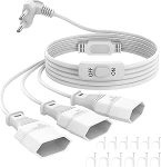 Pikenduskaabel lame pistik 2 m Euro Plug Extension koos l&uuml;litiga, 3 in 1 pistikupesa adapter lame pistik toitejuhe kolmekordne lame pistik toitejuhe pikendus 2,5 A/250 V TV PC arvutile