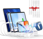 SooPii 90 W laadimisjaam mitmele seadmele, 6-portiline multi USB C laadimisjaam 6 l&uuml;hikese segatud kaabliga, PD 20 W laadimisdokk iPhone'ile, Galaxy'le, iPadile, tahvelarvutile ja muudele elektroonikaseadmetele