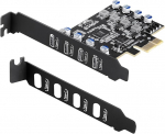 USB C PCIe kaart 4-pordiline USB 3.0 kaart 5Gbps madala profiiliga klambriga lauaarvutile