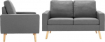 Lechnical 2-Piece Sofa Set for Living Room / Guest Room Fabric Light Grey