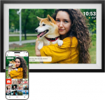 Denver Frameo digitaalne pildiraam 15,6-tollise puuteekraaniga, digitaalne pildiraam 16 GB v&auml;lkm&auml;lu, kaasas eelinstalleeritud FRAMEO tarkvara