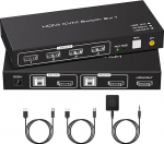VPFET KVM Switch HDMI 2 Port 4K60Hz KVM l&uuml;litid 2 PC-le 1 monitor jagab klaviatuuri hiirega printeri KVM HDMI Support Wire Desktop Controller sisaldab 2 USB 2.0 kaablit