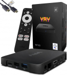 VU+ Yay GO 4K UHD Android TV striimiboks - Android TV 14, integreeritud Chromecast, 2 GB RAM, 8 GB m&auml;lu, Bluetooth 4.2, USB 3.0, Widevine L1, HDCP 2.3, kiire 1200 Mbit WiFi, HTS e-com HDMI kaabel.