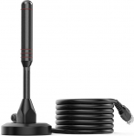 DVB-T/DVB-T2 antenn DTA240 - Tugevam varrasantenn digitaaltelevisioonile / DVB-T2 tuuneripulk / alumiiniumist tahke tuum maksimaalse signaali kvaliteedi jaoks - magnetilise alusega 2 m kaabliga, siseantenniga