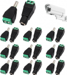 20 St&uuml;ck 5,5 mm x 2,1 mm Stecker, 12 V, wasserdichter m&auml;nnlicher weiblicher Gleichstrom-Klinkenstecker, Schraubklemmen-Adapter, Buchsenstecker-Set f&uuml;r &Uuml;berwachungskamera, LED-Lichtstreifen v&otilde;i
