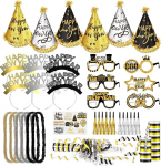 DPKOW 38 tk uusaasta &otilde;htu dekoratsioon 2025 Party Set, must kuld h&otilde;bedane uusaasta &otilde;htu aksessuaarid 2025 uusaasta peo aksessuaarid 2025 Happy New Year Party M&uuml;tsid prillid peapael uusaasta &otilde;htu