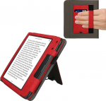 kwmobile &uuml;mbris &uuml;hildub Kobo Kobo Libra Colour / Tolino Vision Colour &uuml;mbris - Flip Case koos k&auml;erihmaga - kunstnahast &uuml;mbris - punane tumehall