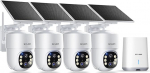 SOLIOM Outdoor Solar Surveillance Camera, Set of 4, 5MP Solar Camera, WLAN Outdoor with 3K Night Vision in Colour, 5G/2.4G Outdoor Camera, 360&deg; Automatic, Pan-Tilt Function, No Monthly Fees