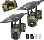 LEMNOI 2 Pack V&auml;litingimustes kasutatav valvekaamera 4G SIM-kaart ilma WiFi 4G 2K &ouml;ise n&auml;gemise liikumistuvastusega PTZ 360&deg; kahesuunaline heli IP66 veekindel