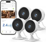 GNCC 4-pack siseruumide valvekaamera, 1080P siseruumide kaamera beebi/looma jaoks, &ouml;ine n&auml;gemine, PIR liikumistuvastus, kahesuunaline heli, pilve- ja SD-m&auml;lu, &uuml;hildub Alexa ja Google Home'iga, 2,4 GHz WiFi