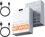 K&F CONCEPT NP-W126 NP-W126S Otselaetav aku 1050 mAh USB-C pesaga, &uuml;hildub Fujifilm X Half, X100VI, X100V, XS10, XT30, XT30 II, XT20, XE4, XE5, A5, 2 aku pakendis.