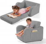 Laste diivan kokkupandav 2-in-1 laste tool alates 1 aastast & laste diivan eemaldatava kattega - pehmo nurgas lastetuba, pehme ja turvaline t&uuml;drukutele ja poistele (Hall)