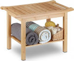 Relaxdays Bambus, koridoripink, puidust hoiupink, KxSxT: 45 x 66 x 40 cm, vannitoam&ouml;&ouml;bel, naturaalne pruun, 40x66x45 cm