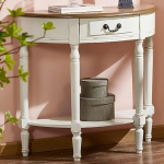 Konsolentisch Schmal, Retro-Beistelltisch Schmal mit Schublade und Offenem Regal, Holz-Flurtisch f&uuml;r Flur und Wohnzimmer(White)