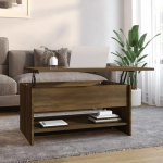 Kohvilaud Reguleeritava k&otilde;rgusega 80 x 50 x 40 cm K&otilde;rvallaud Elutoa laud Reguleeritav lauaplaat Elutoa kohvilaud Cout Table Diivanilaud Retro Dekoratiivne teelaud Pruun tammepuust