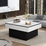 Vowner kohvilaud, kaasaegne kohvilaud, pikendatav laud, elutoa laud 2 panipaigaga, k&otilde;rgl&auml;ikega viimistlus, 114 x 58 x 40 cm, valge