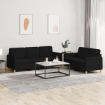 ZEYUAN 2-TLG. Sofagarnitur mit Kissen Schwarz Stoff, Loungesofa, Diivanid ja diivanid, Relaxsofa, Couch f&uuml;r Wohnzimmer, Couch Mit - 3202122