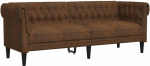 vidaXL Chesterfield diivan, polsterdatud 3-kohaline diivan tugijalgadega, Lounge diivan disain diivan elutuppa, diivan elutoa diivan, pruun kangas