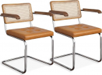 Komplekt 2 Cantilever s&ouml;&ouml;gitoa tooli Viini paju, t&auml;ispuidust k&auml;etoed ja PU nahast iste, Vintage disain s&ouml;&ouml;gituppa ja elutuppa