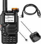 QUANSHENG UV-K5 raadio 5W Walkie Talkie pikamaa laetav k&auml;siraadio t&auml;iskasvanutele Politsei raadio FM, NOAA, C-t&uuml;&uuml;pi laadimine, 200 kanalit (UV-K5 koos kaabliga)