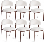 Boucl&eacute; s&ouml;&ouml;gitoa toolid: Pehmendusega disainitoolid kumerate seljatugede ja metallist jalgadega puidu v&auml;limusega - kaasaegsed k&ouml;&ouml;gitoolid s&ouml;&ouml;gituppa ja elutuppa (valge, 6)