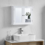 Home Discount Milano Double Door Mirrored Bathroom Cabinet Storage Cupboard Wall Mounted, valge