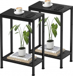 Schmaler Beistelltisch f&uuml;r kleinen Raum, 2-st&ouml;ckig, kleiner Beistelltisch mit Regalhalter, schmaler Nachttisch, schmaler Snack-Couchtisch im Wohnzimmer, Schlafzimmer, Arbeitszimmer, K&uuml;che und Balkon
