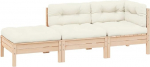 Garten-Ecksofa modular aus Kiefernholz Massivholz mit Grauen Kissen als 3-TLG. Outdoor-Lounge-Set f&uuml;r die Flexible Gestaltung