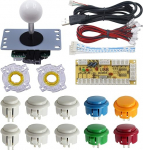 SJJX DIY Arcade m&auml;ngu nuppude ja juhtpuldi kontrolleri komplekt Rapsberry Pi ja Windows jaoks, 5-poldiline juhtpult ja 10 surunuppu 822a08 mix valge