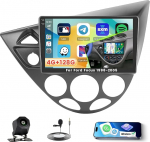Roinvou 4+128G Android 15 autoraadio Ford Focus 1998-2005 koos Carplay Android autoga, 9-tolline autoraadio Incell puuteekraaniga koos GPS Bluetooth EQ WiFi RDS FM SWC MIC tagurduskaameraga