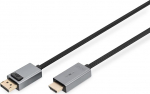 DIGITUS DisplayPort HDMI adapteri kaabel - 1,8 m - UHD 4k/30Hz - HDMI 2.0 - Displayport 1.2 - Status LED - Plug & Play - Kullatud kontaktid - Must