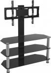 Mahara telerialus koos klambriga, h&otilde;bedane kroomraam ja must klaasist riiul LED/LCD telerile 32" kuni 65", VESA &uuml;hilduv kuni 60 x 60 x 60 cm VESA &uuml;hilduv kuni 60 cm