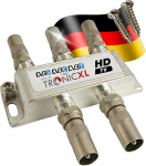 TronicXL 4x Premium BK Splitter TV kaabli adapter Antenni jaotur kaabeltelevisiooni DVBC nt Unitymedia SAT Splitter Unicable 4 Way 4-Way Virgin Aerial Satellite Soft DVB-T2 DVB-C DVB-S2 jaoks