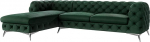 S-Style M&ouml;bel Maria Corner Sofa 5-Seater Chesterfield Corner Sofa for Living Room Lounge Couch with Chrome-Plated Feet Furniture Freestanding Cushion Sofas Couches Left Bottle Green 305 x 200 x 73 cm