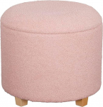 La Maison Large Boucle Ottoman Storage elutuba koridoripink Teddy eemaldatav kaane stiilne praktiline jalatugi Pouf puidust jalad (Blush Pink, Round Stool)
