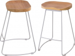 YOUNIKE Baaritooli ilma seljatoeta iste Looduslik Elm Wood White Solid Metal Frame Integreeritud jalatugi (ei ole p&ouml;&ouml;ratav) Fikseeritud k&otilde;rgusega k&ouml;&ouml;k, baar ja s&ouml;&ouml;gituba