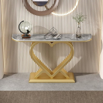 Eingangstisch Konsole Sofatisch mit Edelstahlrahmen, schmales Design f&uuml;r Hauseingang, Flur, Wohnzimmer - Stabile Basis und breite Tischplatte