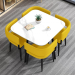 Moodne 5-osaline s&ouml;&ouml;gilaudade komplekt - Ruudukujuline/ringikujuline laud ja 4 tooli Ruumis&auml;&auml;stlik disain konverentsiruumidesse, restoranidesse ja kohvikutesse - 90CM