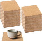 JIEHIN Pack of 200 10 x 10 cm Square Cork Board, 1 mm Thick Cork Panels, Self-Adhesive, Cork Mat for DIY Cork Coasters, Table Decoration, Wall Decoration