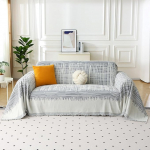 DREAMLANDING Diivan katab pehme vastupidav &scaron;enill Slipcovers m&ouml;&ouml;bli kaitsja tupsuga 1 2 3 istekohaga Loveseat L kuju nurgas Futon diivanid koertele (triibuline, Hall, 180x300cm)