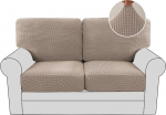H.VERSAILTEX 2024 Mitmeosaline kahe istekoha katted 2 padja jaoks Diivan High Stretch diivanipadja katted Jacquard Structure Twill kangas (2 istmekatet ja 2 seljapadjakatet, liiv)