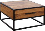 FineBuy FB51417 T&auml;ispuidust / metallist diivanilaud 65 x 38 x 65 cm Disain elutoa laud Sheesham Stub laud Industrial Brown disainer puidust laud kohvilaud Solid koos sahtliga
